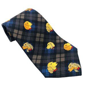 Robert Talbott Vtg Plaid Silk Tie Hound Dogs Beagle Coonhound Foxhound Hand Sewn